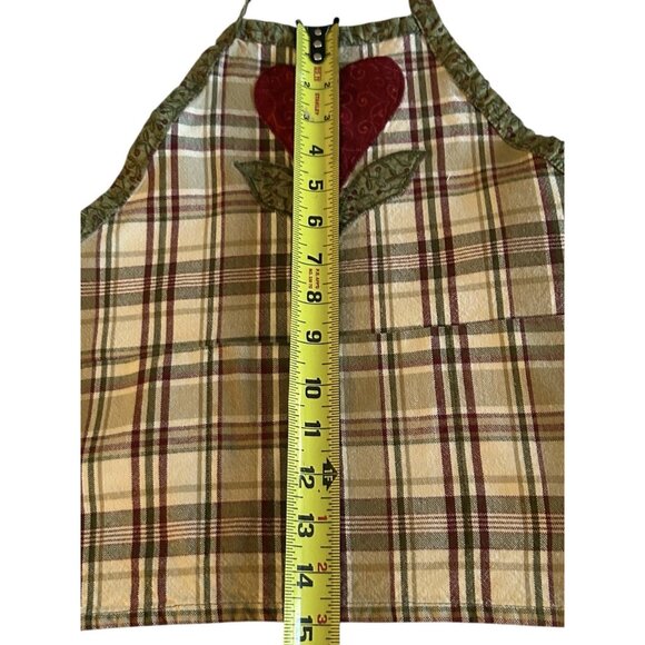 Handmade Lil Helper Kitchen Baker Apron Floral Heart Plaid Pockets Country Style - Picture 7 of 7